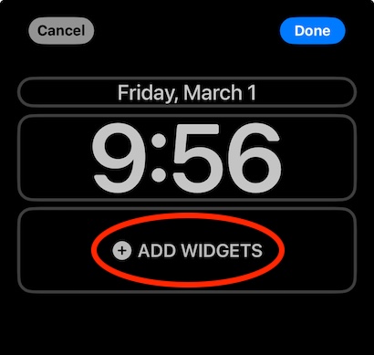 tap add widgets