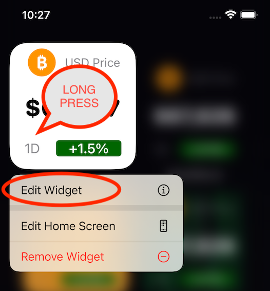 long press then tap edit widget