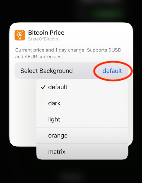 tap default, choose option